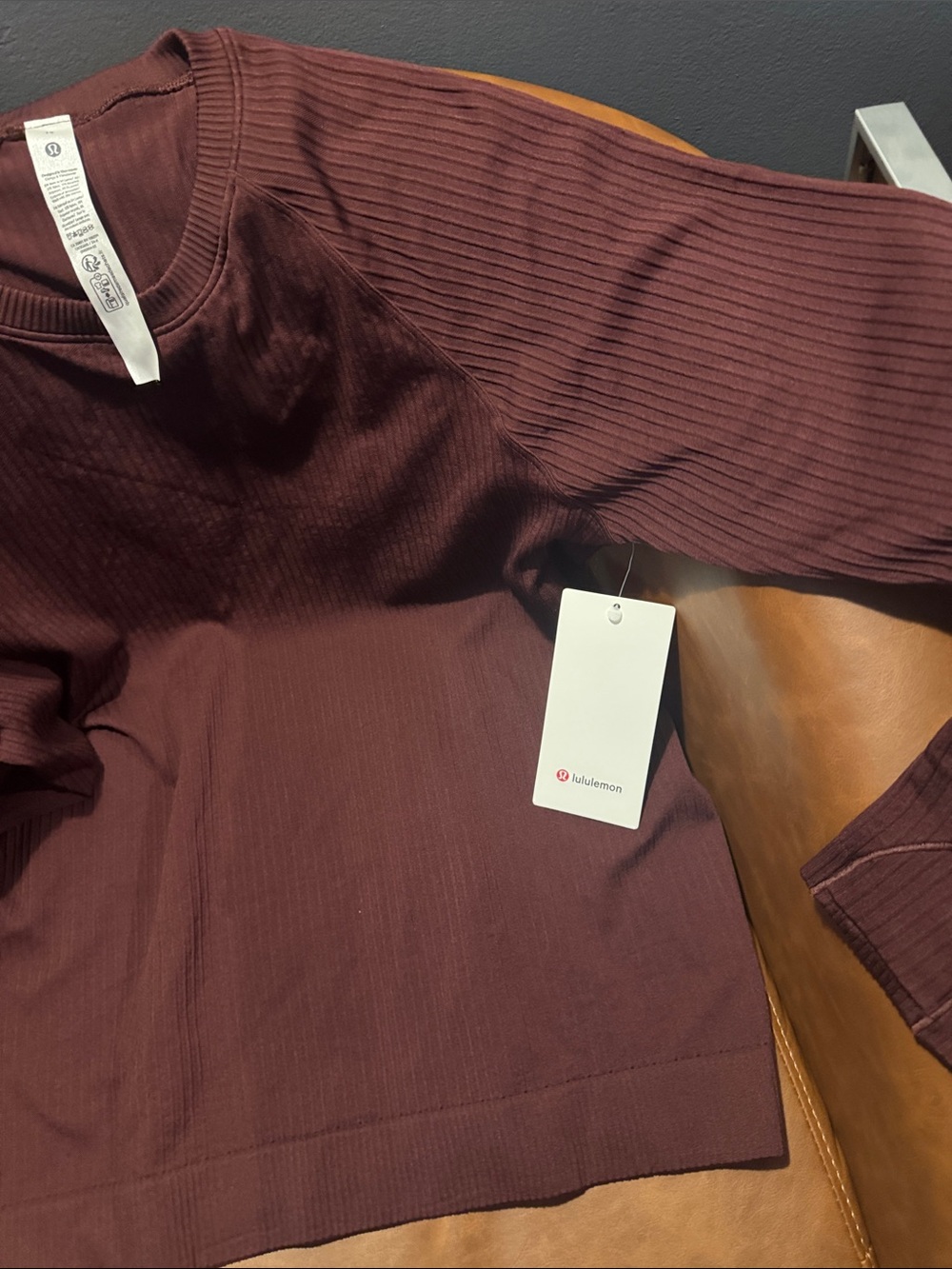lululemon athletica Ribbed Long Sleeve Top in Deep Burgundy - Picture 4 of 4